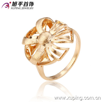 12927 Nuevo diseño de joyería de las señoras finas en forma de flor diseño simple anillo de dedo de cobre chapado en oro